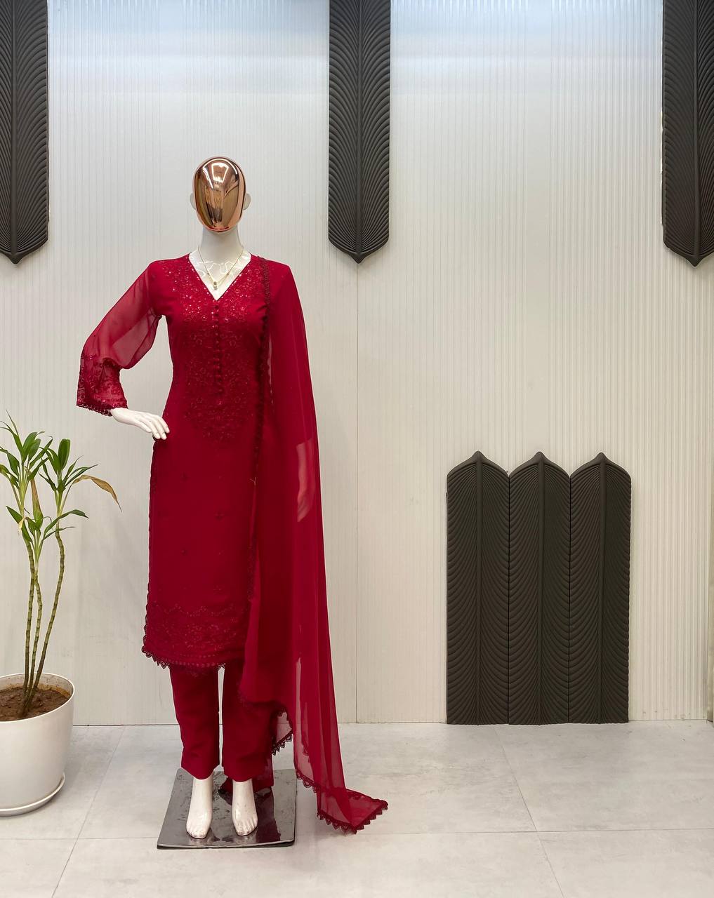The Ruby Wine Flowing Couture Set